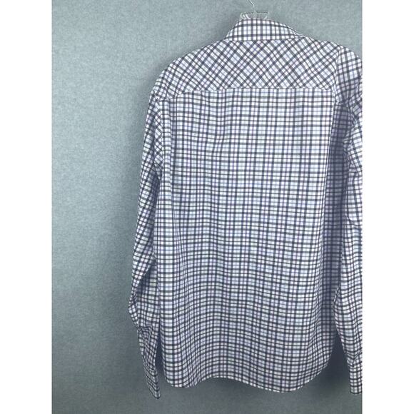 UNTUCKit Button Up Shirt Mens XL White Plaid Checks‎ Slim Fit Purple Black - Picture 5 of 9